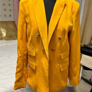 Women's Yellow Double-Breasted Blazer
